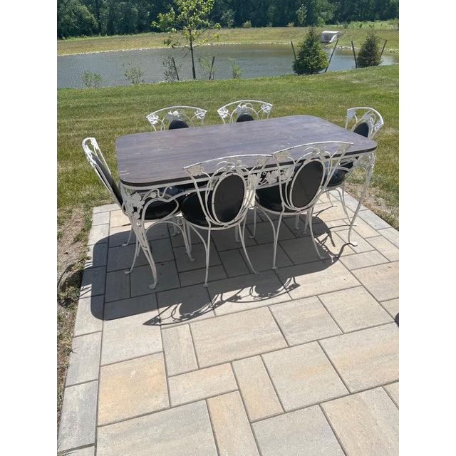 1940s Salterini Patio Set With Table, 2 Arm Chairs and 4 Side Chairs For Sale In Philadelphia - Image 6 of 12
