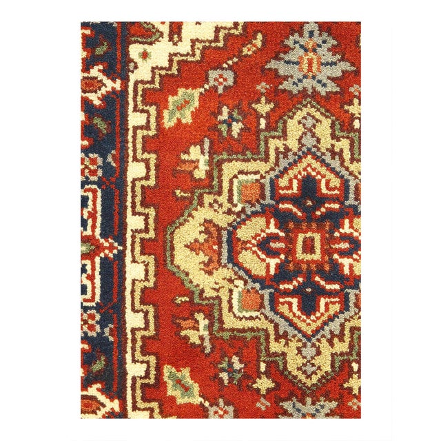 Indo Serapi design rug. Handmade Hand-knotted in fine lambswool. Lamb's Wool on a Cotton Foundation Vegetable Dyed Hand-...