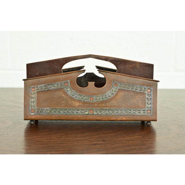 Heintz Arts & Crafts Sterling Silver on Bronze Letter Rack For Sale - Image 11 of 11