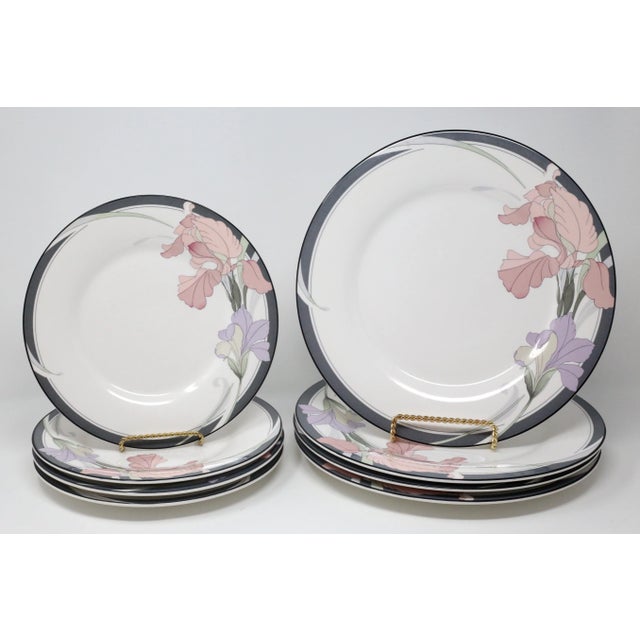 Vintage "Cafe Du Soir" Iris Flowers Dinnerware by Noritake - Set of 8 For Sale - Image 12 of 12