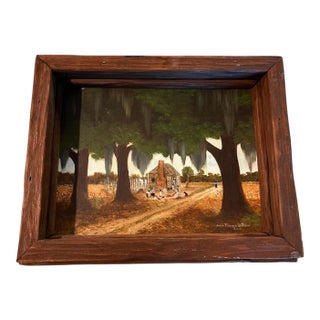 Alvin Thomas Outlaw Original Southern Lowcountry Cabin Oil Painting, 2000 For Sale
