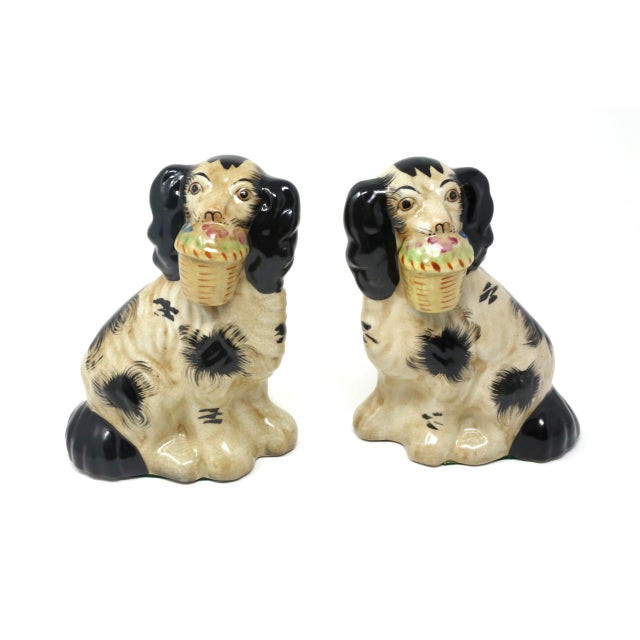 Ceramic Vintage Staffordshire-Style Cavalier King Spaniel Ceramic Dog Figurines - Set of 2 For Sale - Image 7 of 11