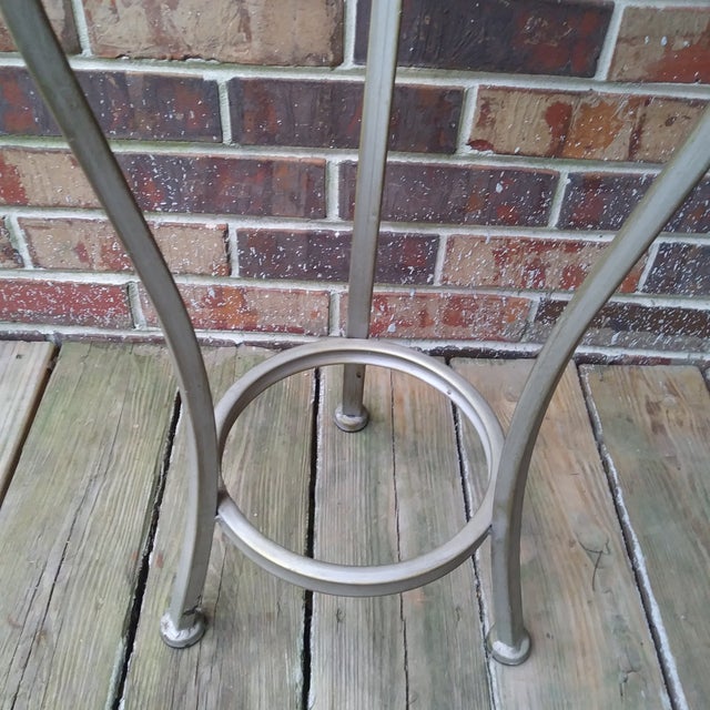 Victorian Vintage Victorian Cast Metal Outdoor Plant Stand With Glass Top For Sale - Image 3 of 13