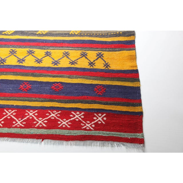 Turkish Kilim With Bright Tone of Color - Cicim Kilim With Stripe Design For Sale - Image 12 of 12