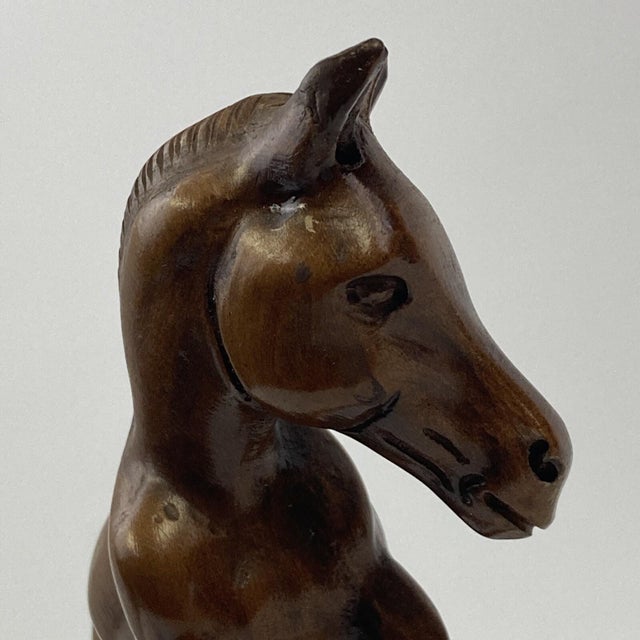 Brown Vintage Grand Wood Mahogany 4.5" Carved Arabian Horse Colt Filly Foal 3d Equine Art For Sale - Image 8 of 11