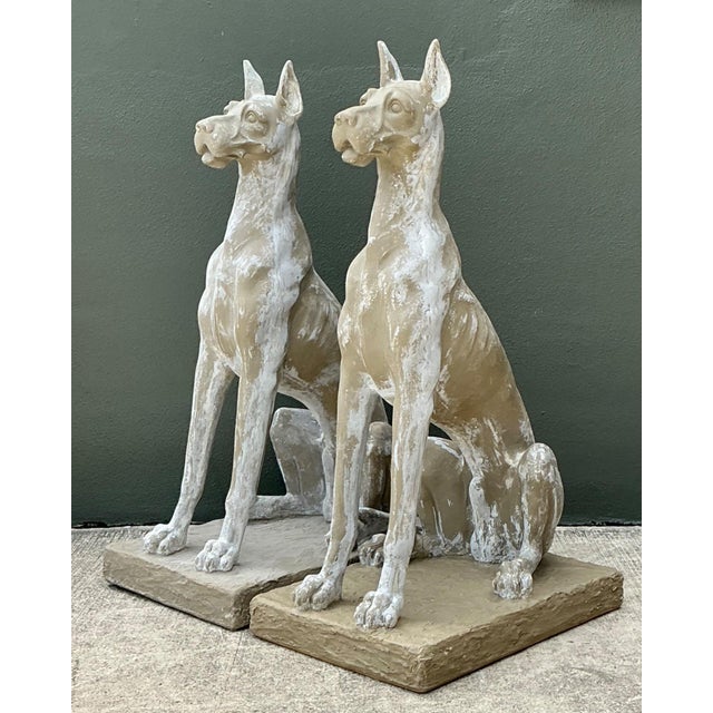 Vintage Eco Plaster Great Dane Sculptures - Pair For Sale - Image 17 of 17