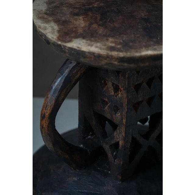 20th Century Carved Tonga Hardwood Stool with Geometric Motifs, 1960s For Sale - Image 10 of 16