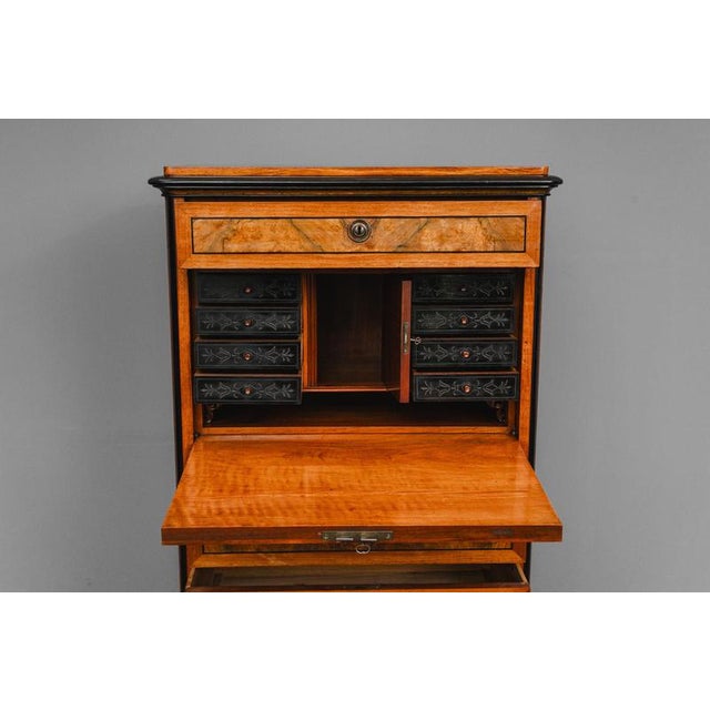 Historicist Civil Secretaire Desk in Walnut, 2nd Half of the 19th Century For Sale - Image 14 of 18