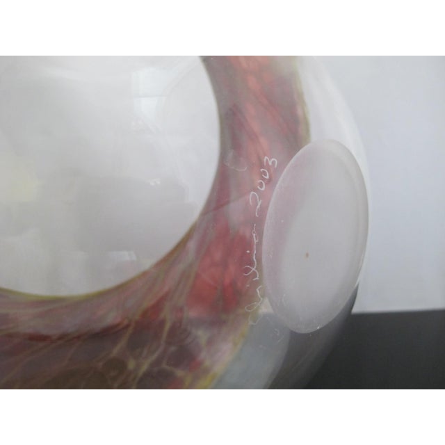 Tim Chilina Large Marbled Red Oregon Pacific Nw Art Glass Vase Bowl For Sale - Image 18 of 18