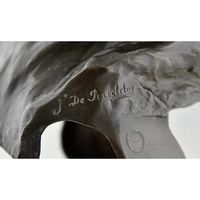 Isidore De Rudder, Art Nouveau Cleopatra Bust with Snake, 1900, Bronze & Marble For Sale - Image 9 of 11