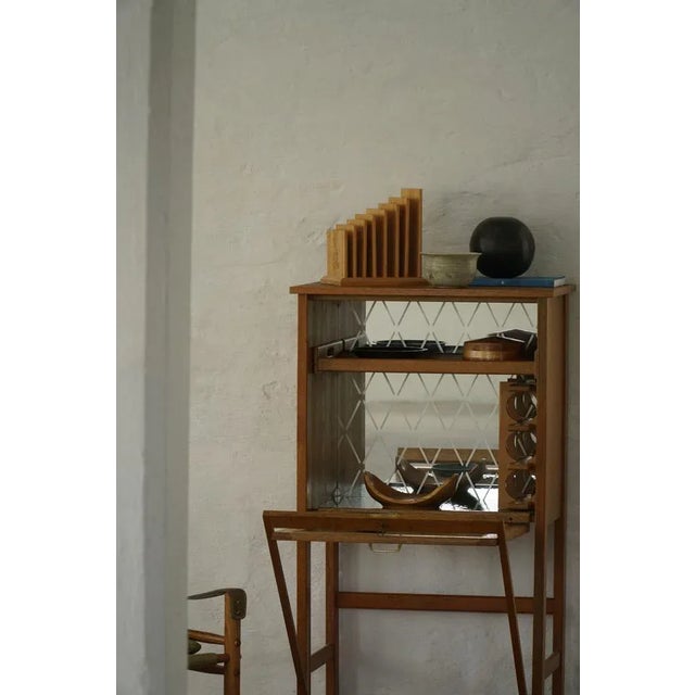 Mid-Century Modern Danish Bar Cabinet in Oak with Green Glass, 1960s For Sale - Image 9 of 18