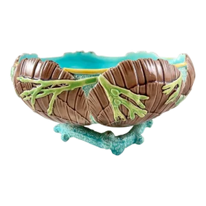 Victoria Pottery Co. Majolica Seaweed & Coral Bowl, 1880s