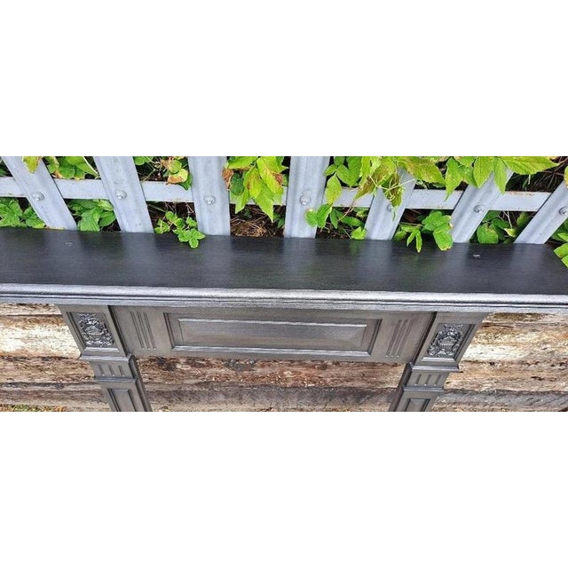 Blue Antique Victorian Cast Iron Mantel Surround for Wood Burning Stove For Sale - Image 8 of 12