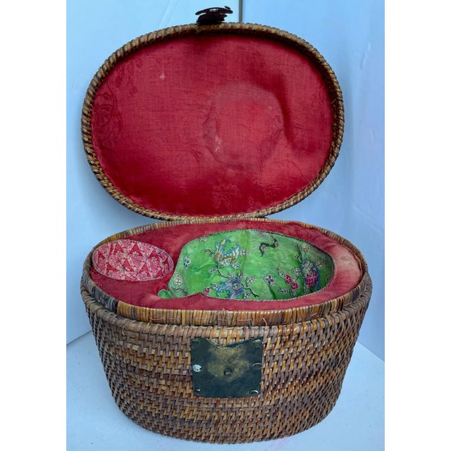 1900s Antique Chinese Insulated Lidded and Lined Tea Basket Chairish