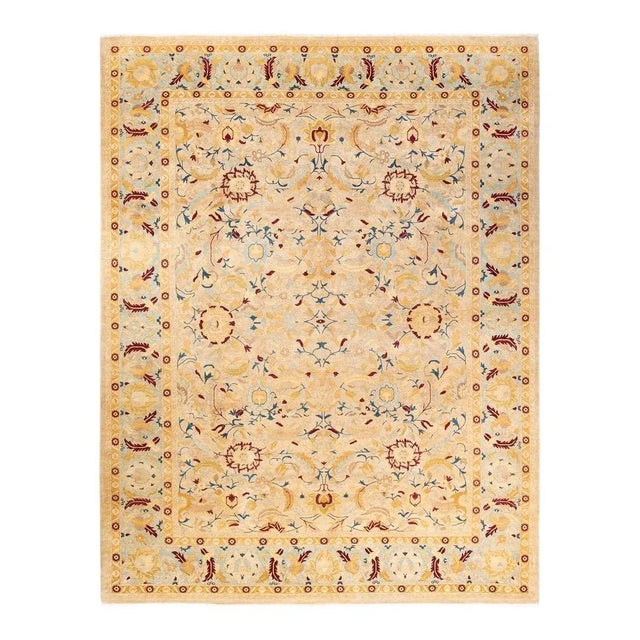 Ivory Mogul, One-of-a-Kind Hand-Knotted Area Rug in Ivory, 9' 1" x 12' 1" For Sale - Image 8 of 8