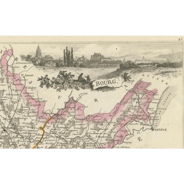 Map of Ain France with Portraits of Bichat and Joubert by Vuillemin, 19th c This highly decorative 19th-century map of the...