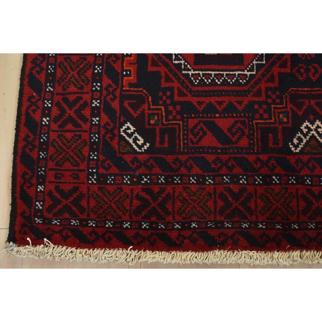 Blue Baloch Rug 3’6” X 6’1” Blue Wool Vintage Tribal Hand-Knotted Oriental Carpet For Sale - Image 8 of 11