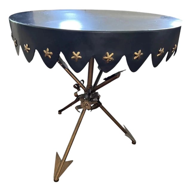Antique Round Neoclassical Crossed Arrow Side Table For Sale