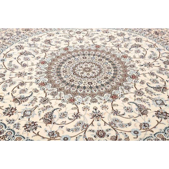 Blue Middle Eastern Hand-Knotted Nain Rug with Floral Pattern For Sale - Image 8 of 11