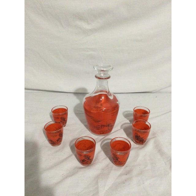 Mid-Century Modern Vintage French Decanter With Cordial Glasses- 7 Pieces For Sale - Image 3 of 8