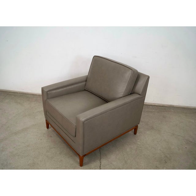 Dunbar Furniture 1960’s Mid-Century Modern Walnut & Leather Lounge Chair For Sale - Image 4 of 12