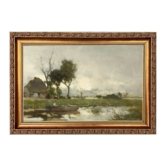 Not Yet Made - Made To Order Dutch Landscape With Cottage Print on Canvas in Thin Gold Wood Frame- a 7" X 11" Print, Framed to 9" X 13" For Sale - Image 5 of 5