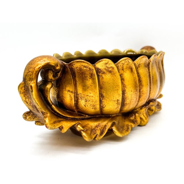 Gold Mid Century Russel Wright for Freeman McFarlin Gilt Centerpiece Bowl / Jardiniere / Planter — Hollywood Regency / Mid-Century For Sale - Image 8 of 12