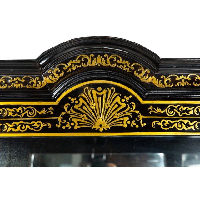 Louis XIV Antique Ebonized Brass-Inlaid Display Cabinet Bookcase Vitrine For Sale - Image 10 of 12