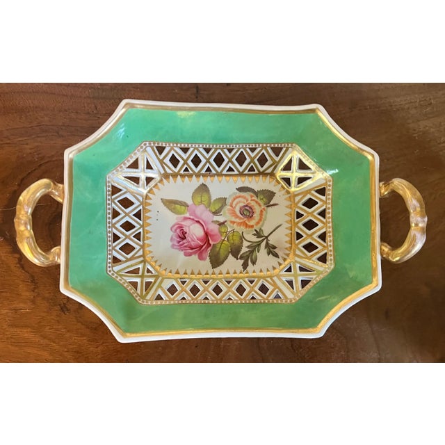 Antique Early 19th Century English Porcelain Reticulated Chestnut Basket or Fruit Bowl With Hand Painted Flowers 1820 For Sale - Image 13 of 13