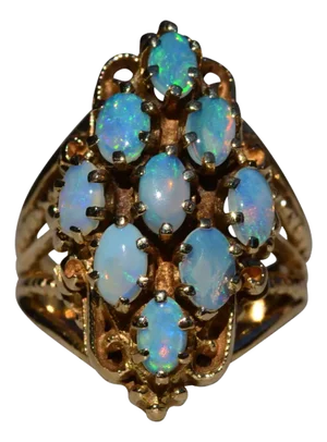 The Montvale: Ladies Antique 14K Ring set with Australian Opal