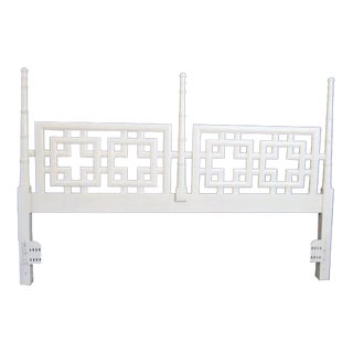 Vintage Chinoiserie Style Shangri La King Headboard For Sale