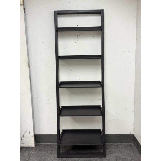 Transitional Crate & Barrel Sloan Leaning Bookshelf For Sale - Image 3 of 12