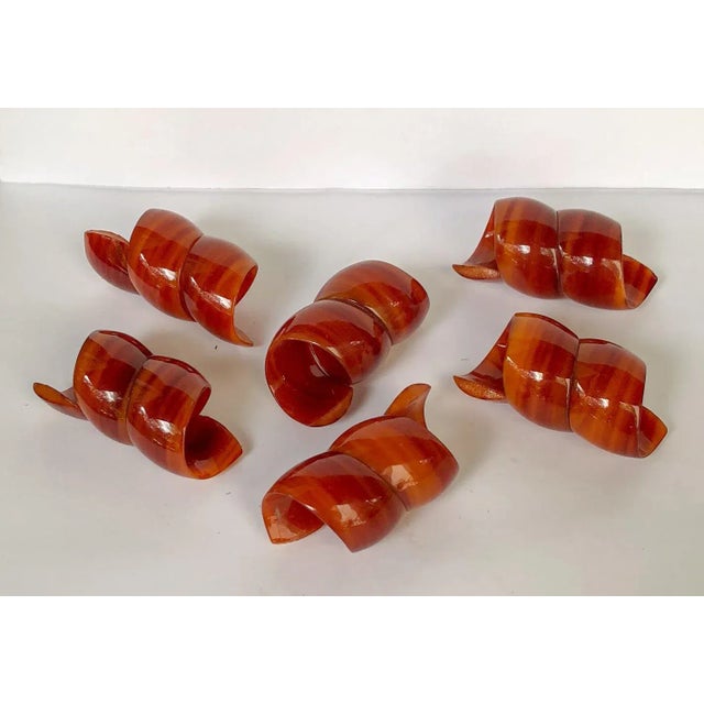 Mid 20th Century 6 Midcentury Napkin Rings Butterscotch Twists For Sale - Image 5 of 5