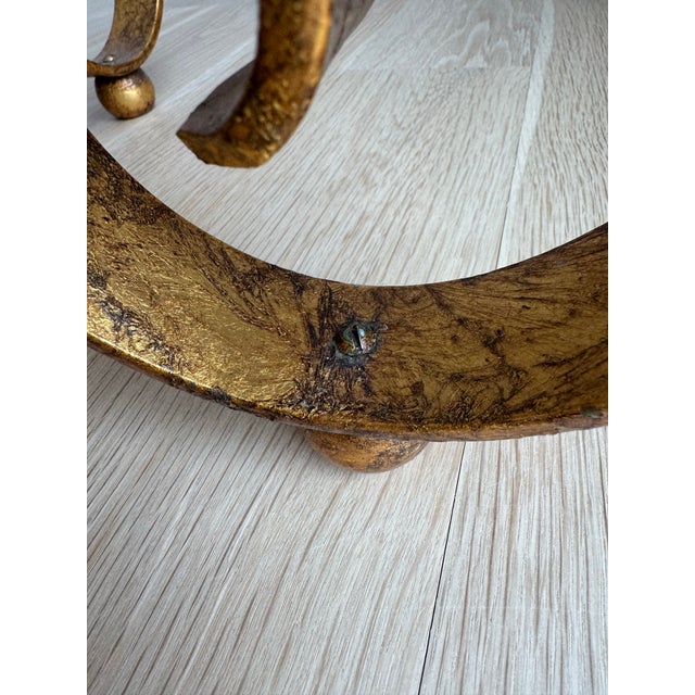 Metal Stunning Pair of Sculptural Wrought Iron Scroll Table Bases With Gilt Finish Circa 1960s For Sale - Image 7 of 8