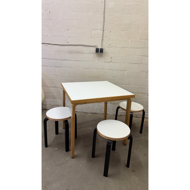 Artek 81C Table and Stools by Alvar Aalto for Artek, 2010, Set of 4 For Sale - Image 4 of 15