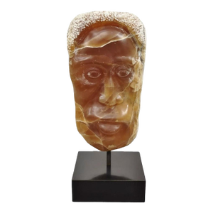 Sheryl C. Benjamin " Indian Trail " Carved Brown Onxy Male Face Sculpture