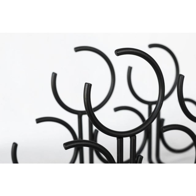 Metal Vintage Postmodern Black Metal Open Rings 6-Bottle Wine Rack For Sale - Image 7 of 10