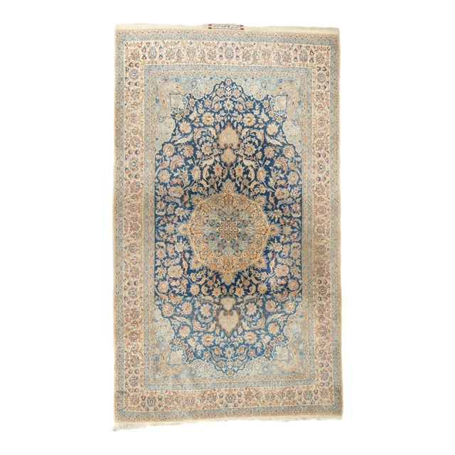 Isfahan Extremely Fine Wool & Silk Foundation. Signed Rug 5'3'' X 9'2'' For Sale