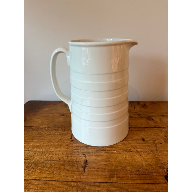 Beautiful Large Ralph Lauren Ironstone Pitcher or Vase, Made in England. Classic design with horizontal "stripes" giving...