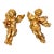 Mid Century Baroque Style Italian Gold Cherub Wall Plaques – Musical Putti Playing Trumpet and Violin – A Pair For Sale