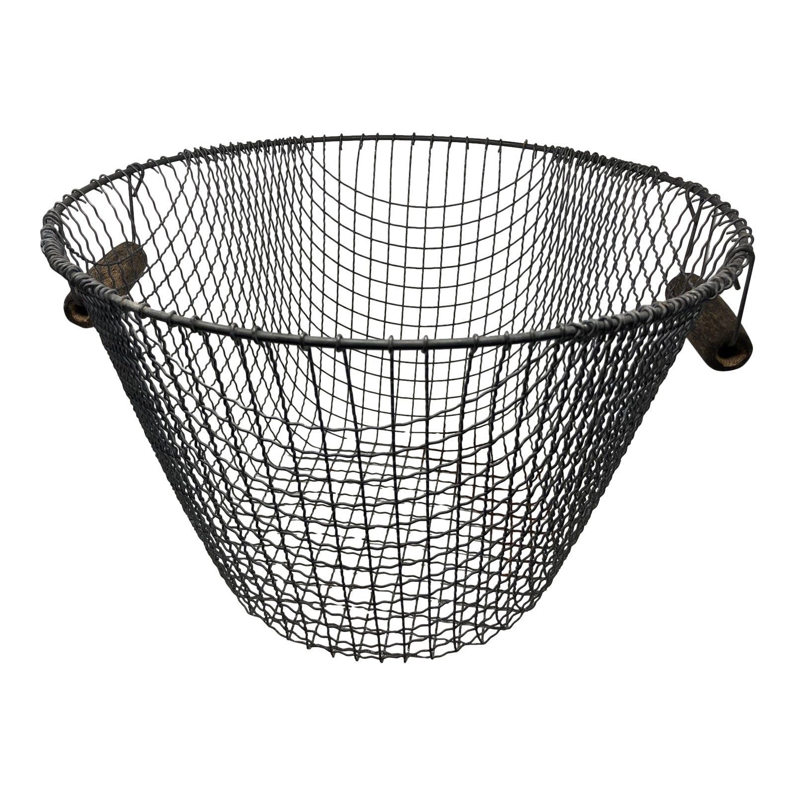 Vintage Wire Basket With Wooden Handles Chairish