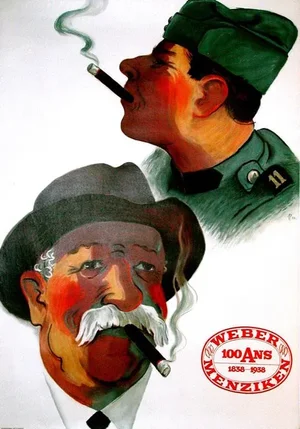 Weber Menziken Vintage Swiss Cigar Poster 1938