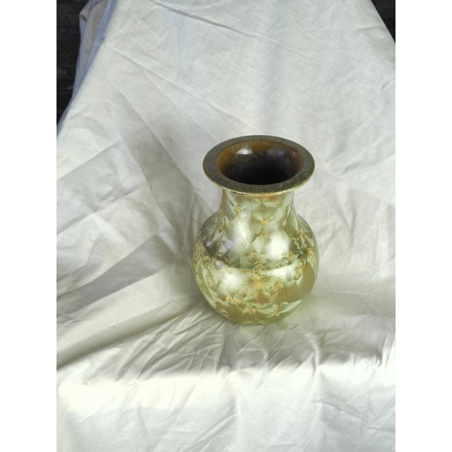 1980s French Montgolfier Full Gilded Crystalline Vase For Sale - Image 9 of 12