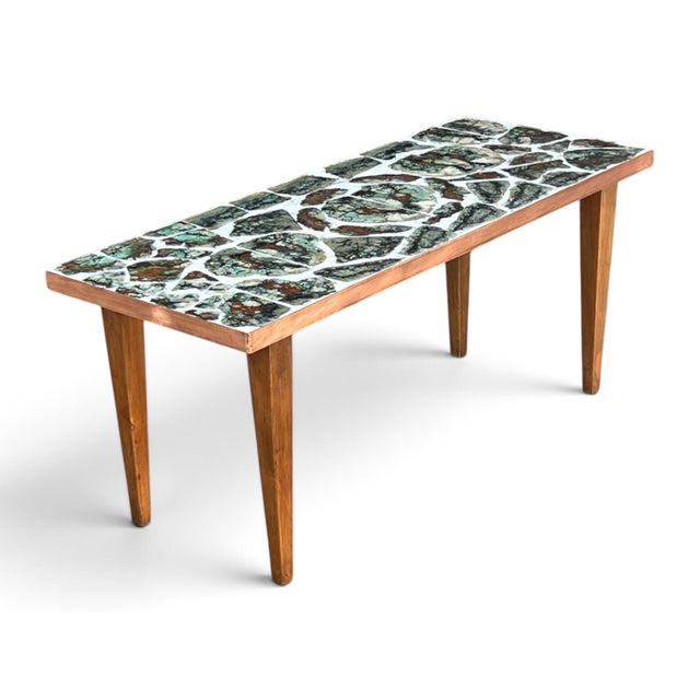 Mid-Century Modern Brecciated Marble Coffee Table With Copper Flat Moulding Frame For Sale - Image 14 of 17