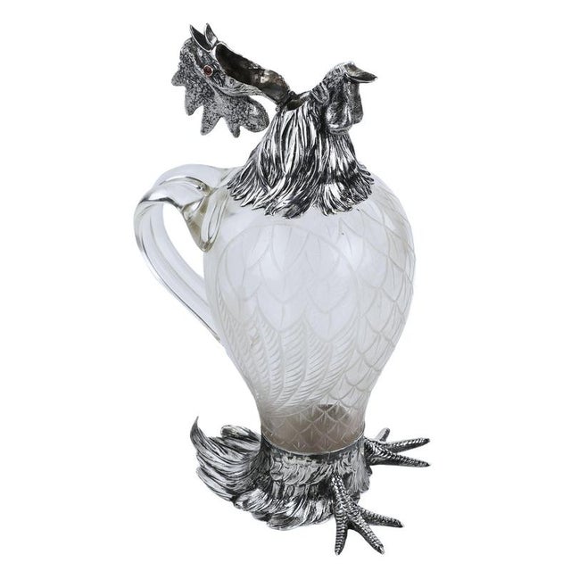 Silver Glass and Silver Rooster Jug from J.D. Schleissner Söhne, Hanau, Germany, Late 19th Century For Sale - Image 8 of 12