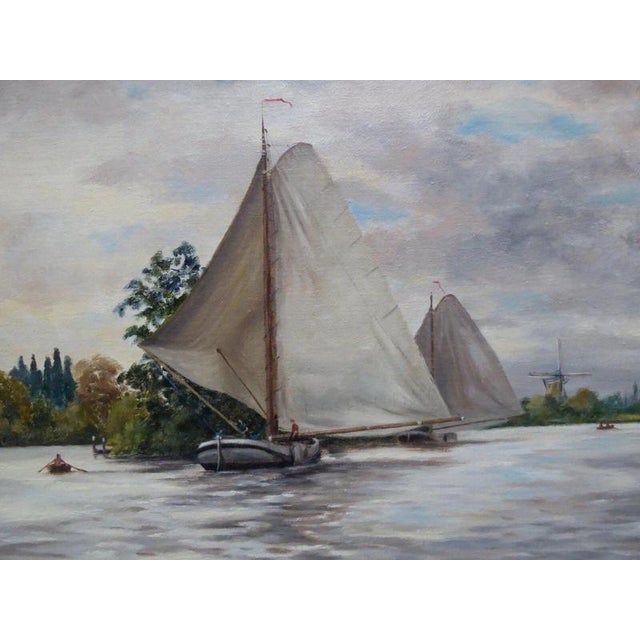 Victor Trevett, Dutch Seascape, Mid Century, Oil on Canvas For Sale - Image 12 of 14