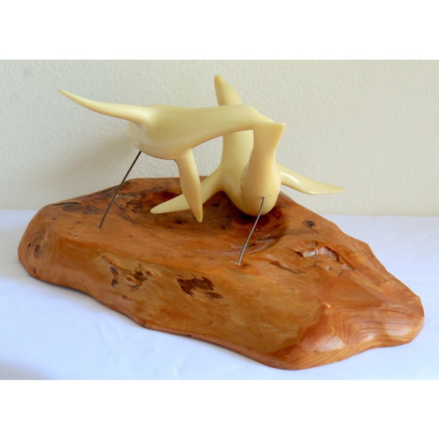 Vintage Mid-Century Modern John Perry Style Pellucida Seals on Burlwood Sculpture For Sale - Image 14 of 17