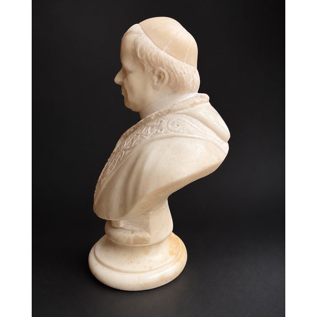 19th Century Italian School, Bust of Pope Pius IX, 1800s, Alabaster For Sale - Image 5 of 11