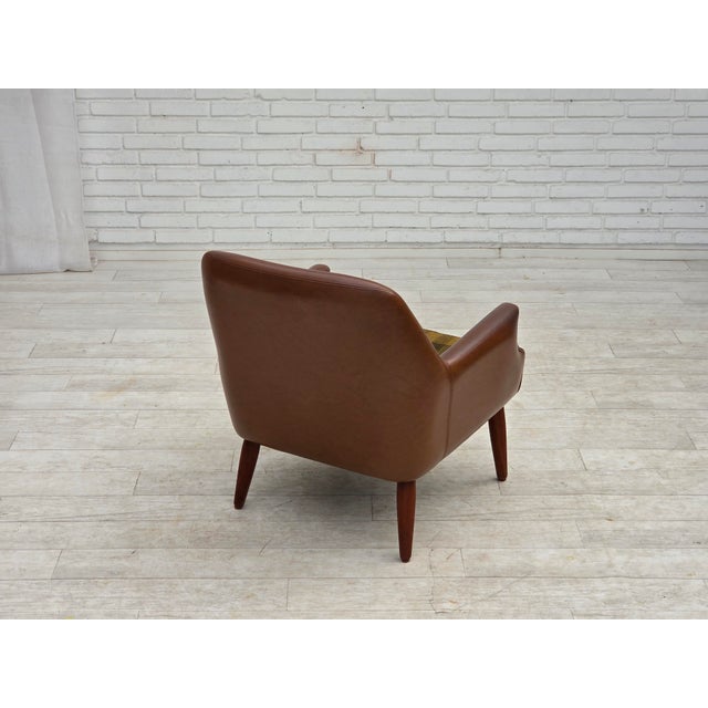 Danish Leatherette Armchair with Teak Legs, 1970s For Sale - Image 11 of 18