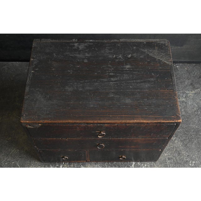 Antique Japanese Wooden Drawer Chest / Edo Period, 1770s / Rare Inscribed Piece For Sale - Image 14 of 18